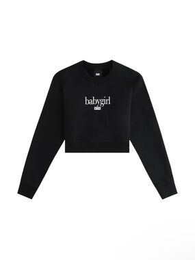 Kith Black Cropped 'babygirl' Crewneck Sweatshirt
